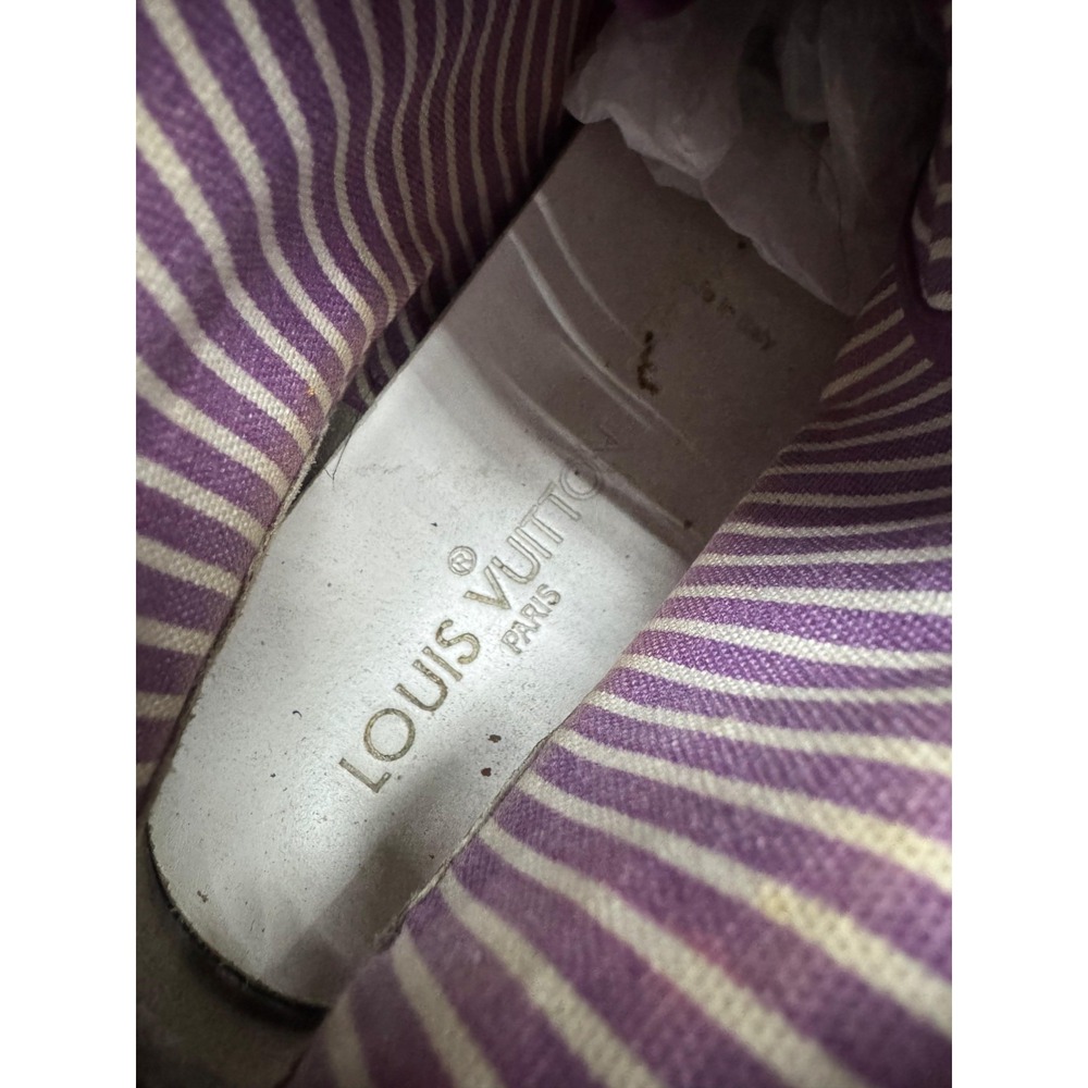 Louis Vuitton Canvas Leather Lace-Up High Top Sneakers Purple Women Size 36.5 EU - Picture 13 of 13